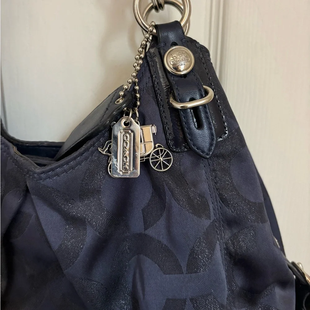 COACH Maggie Shoulder Bag in Navy with Silver Hardware - Picture 4 of 11